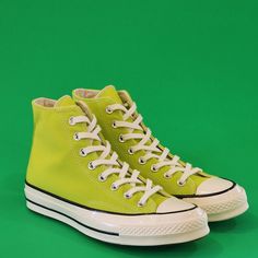 Converse Chuck 70 High Lime Twist / Fluorescent Green Unisex Sneakers 172141c Nwt Size Guide: Men's 9 - Women's 11 Mpn: 172141c Brand New With Box. 100% Authentic! More Cushioning, Tougher Canvas, Same Versatility. The Chuck 70 High Top Is Built Off Of The Original 1970s Design, With Premium Materials And An Extraordinary Attention To Detail, With Added An Extra Cushy Insole For Arch Support And Stability. Canvas Upper Is Lightweight And Durable. The Timeless Silhouette You Know And Love. Rubber Yellow Converse High-top Sneakers With Rubber Sole, Yellow Custom Sneakers For Spring, Green High-top Sneakers For Sports In Spring, Yellow Converse High-top Sneakers, Sporty Yellow Custom Sneakers For Spring, Yellow Sporty Custom Sneakers For Spring, Spring Green High-top Sneakers With Rubber Sole, Green High-top Sneakers With Vulcanized Sole For Spring, Yellow High-top Sneakers For Spring