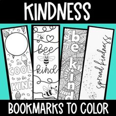 the bookmarks to color for kids are lined up in black and white, with text reading