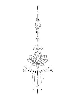 a black and white drawing of a lotus flower with drops of water coming out of it