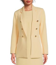 From Anne Klein&#x2C; this jacket features: stretch fabrication notch collar long sleeves2 welt pockets fully linedopen front&#x2C; no closure approx. 27" lengthpolyester/elastane dry clean Imported. Spring Career Outerwear With Notched Collar, Spring Career Outerwear With Notched Design, Career Outerwear With Suit Collar For Spring, Notched Outerwear For Career In Fall, Notched Outerwear For Office In Spring, Spring Notched Outerwear For Office, Spring Career Long Sleeve Blazer, Spring Office Outerwear With Notched Collar, Chic Outerwear With Suit Collar For Career