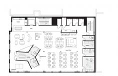 an office floor plan with several tables and chairs