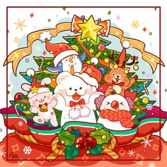 a christmas card with teddy bears on it