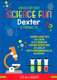 a science party flyer for kids