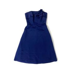 This Wendy Bird Cocktail Dress Is Perfect For Any Formal Occasion, With A Solid Navy Blue Color And A Knee-Length A-Line Fit That Flatters Any Figure. The Strapless Design Is Accented With A Bow And A Backless Feature, Making It Both Stylish And Slimming. The Dress Is Made Of Polyester Satin Fabric And Should Be Dry Cleaned Only. It Comes In A Women&Apos;S Size 4 And Is Great For Weddings, Parties, Or Any Other Special Event. The Dress Has A Retro Feel With Character From The 1950s, But Still Fi Blue Fitted A-line Strapless Dress, Blue Fitted Strapless Dress For Bridesmaid, Blue Fitted Strapless Bridesmaid Dress, Blue A-line Strapless Dress For Evening, Elegant Blue A-line Strapless Dress, Royal Blue Bridesmaid Dress For Spring, Blue Strapless Spring Formal Dress, Blue Strapless Dress For Spring Formal, Blue Strapless Dress For Formal Summer Events