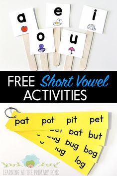 the free short word activities for kids to practice their phonicic skills and spelling