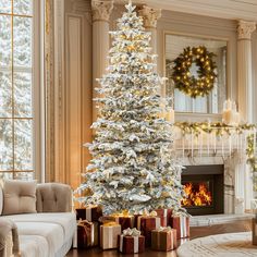 a decorated christmas tree in a living room