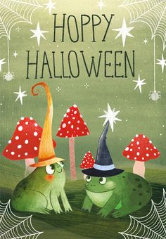 Hoppy Halloween Funny Frogs in Witch Hats Halloween Card Googly Eyes Halloween, Glitter Christmas Cards, Halloween Frog, Valentine Notes, Eyes Halloween, Christmas Main, Christmas Note Cards, Christmas Note, Halloween Preschool