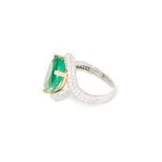 For Sale on 1stDibs - This ring designed by David Jerome is from his private collection and features one pear cut Emerald totalling 7.04cts sourced in the chivor mine in Columbia. Luxury Pear-shaped Emerald Ring For Formal Occasions, Luxury Pear-shaped Emerald Ring With Prong Setting, Luxury Pear-shaped Rings With Pave Setting, Luxury Pear-shaped Gemstone Rings, Formal Pear-shaped Brilliant Cut Emerald Ring, Luxury Pear-shaped Brilliant Cut Emerald Ring, Luxury Pear-shaped Ring With Vvs Clarity, Luxury Pear-shaped Brilliant Cut Rings, Emerald And Diamond Ring