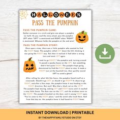 a printable halloween pass the pumpkin game