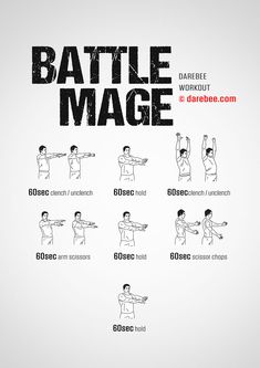 the poster shows how to do battle mages in different positions, including arms and shoulders