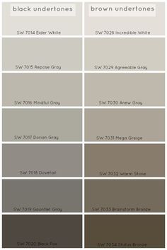 the different shades of paint that are available in this color scheme, including brown and gray