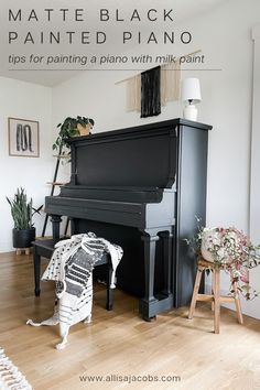 matte black painted piano Matte Black Paint, Painted Piano, Real Milk Paint, Choosing Paint, Black Piano