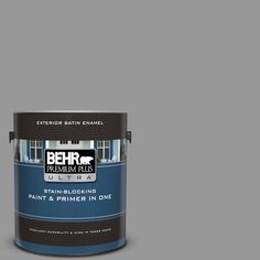 a gray paint with the words behr premium plus ultra on it's side