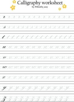 the printable calligraphy worksheet for children to practice their handwriting and writing skills