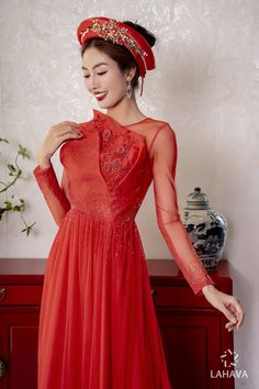 Experience timeless elegance in our modern red wedding ao dai with intricate beading. The long train adds a touch of sophistication, making it the perfect choice for your special day. Modern Red Wedding, Wedding Ao Dai, Intricate Beading, Long Train, Red Wedding, Your Special, Wedding Couples, Special Day, Timeless Elegance