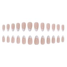 acrylic nails white french tip almond Pink White Nails, Press On Nails Medium, Nail Type, Almond Nail, Nails Medium, Nails For Women, Nail Art Supplies, Girls Nails