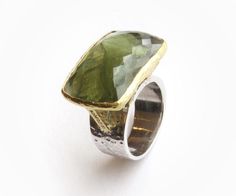 This large green tourmaline ring is set into 14k gold with a sterling band, a diamond surprise awaits you, hand crafted and designed to turn heads. Gold Rings For Men, Green Tourmaline Ring, Signature Necklace, Smokey Topaz, Gold Sun, Diamonds Ring, Tourmaline Ring, Fine Jewelry Designers, Handmade Gold