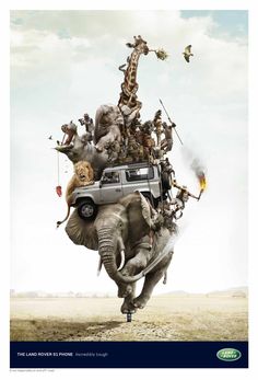 an elephant with many people riding on top of it's head in the air