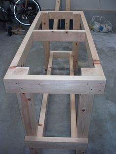 the frame is made up and ready to be built into a table or bench for storage