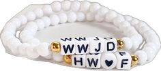 Customizable White Bracelets For Friendship, Hypoallergenic White Jewelry For Best Friend, Personalized White Name Bracelet For Best Friend, Customizable White Name Bracelet For Best Friend, White Stackable Bracelets As Gift, Customized White Bracelets As Gift, Personalized White Bracelet For Friendship, White Stackable Friendship Bracelets As Gift, White Stackable Friendship Bracelet As Gift