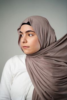 Jersey hijab draped on a woman. Say Goodbye, Cotton Spandex