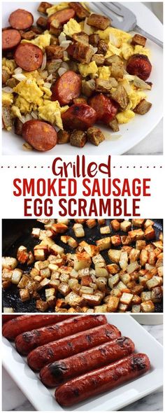 grilled sausage and egg scramble is an easy, delicious side dish for breakfast or brunch