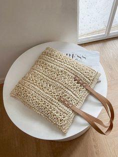 Chic and Trendy Handwoven Straw Tote Bag for Spring and Summer Straw Tote Bag, Straw Tote, Summer Style, Straw, Hand Weaving, Handles, Tote Bag