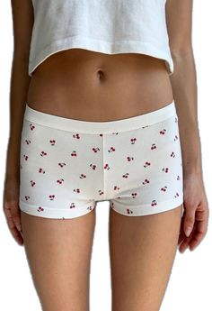 Cute White Brief Bottoms, Trendy Summer Boxer Briefs, White Fitted Brief Shorts, Trendy Fitted Boxer Briefs For Summer, Fitted White Brief Shorts, Trendy White Cotton Pajama Shorts, Trendy White Cotton Sleepwear, White Cotton Boxer Briefs, Trendy White Sleepwear For Loungewear