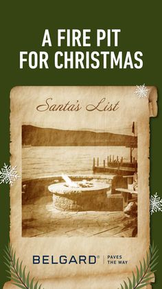 a fire pit for christmas with the words, santa's list and an image of a