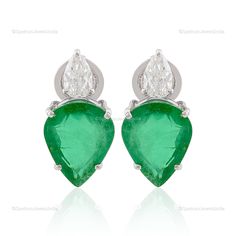 "Life is stylish and beautiful when you have this 18k White Gold Earrings which is indeed special. Wear your heart with the sparkling glory of Emerald that showcases a sharp youthful vibe. A finest pick to seal your love. ✧✧Welcome To Our Shop Spectrum Jewels India✧✧ \"\"Natural Brilliant Cut Emerald Diamond Earrings For Women, 18k White Gold Wedding Jewelry For Bride, Stud Earrings For Engagement Gift\"\" ★PRODUCT SPECIFICATION★ * ITEM CODE - SEE-1617 * EARRING LENGTH - 19 Millimetres Approx * Luxury Heart Cut Diamond Earrings, Gia Certified Pear Shaped Formal Earrings, Luxury Gia Certified Pear-shaped Diamond Earrings, Luxury Pear-shaped Gemstone Diamond Earrings, Luxury Pear-shaped Diamond Earrings With Gemstones, Gia Certified White Gold Pear-shaped Earrings, Elegant Gia Certified Pear Earrings, Pear-shaped Gia Certified White Gold Earrings, Gia Certified Pear-shaped White Gold Earrings