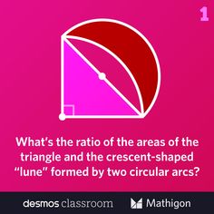 what's the ratio of the areas of the triangle and the crescent - shaped line formed by two circular arcs?