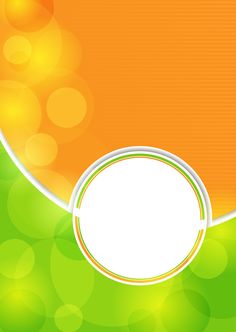 an orange and green abstract background with a white circle in the center for your text