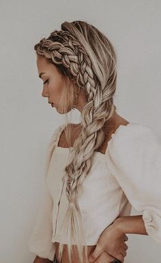 Asymmetrical Braids, Bohemian Hairstyles Wedding, Multiple Braids Hairstyles, Fancy Braided Hairstyles, Long Braid Hairstyles, Braid Headband Hairstyle, Double Braid Hairstyles, Braid Headband, Medium Hair Braids