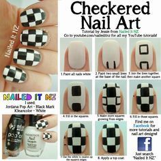 Nascar Nails, Checkered Nail Art, Racing Nails, Ten Nails, Nails Polish, Nail Art Hacks, Nail Art Tutorial