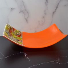 Orange Rectangular Square Fused Glass Platter by Tom Philabaum at It's A Blast! Glass Gallery Fused Glass Sunset, Fused Glass Halloween, Fused Glass Plates Bowls, Fused Glass Artist, Fused Glass Dishes, Fused Glass Bowl, Fused Glass Plates, Fused Glass Artwork, Glass Fusion