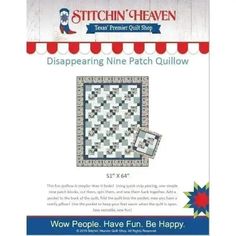 Digital Download - Disappearing Nine Patch Quillow Pattern by Stitchin' Heaven IN HOUSE Quillow Pattern, Disappearing Nine Patch, Strip Piecing, Comfy Pillow, Sew Simple, Comfy Pillows, Cozy Quilts, Nine Patch, Back Together