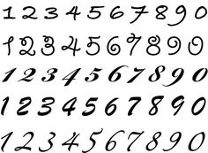 Script Numbers Numbers For Tattoos, Different Ways To Write Numbers, Ways To Write Numbers, Different Ways To Write, Number Tattoo Fonts, Tattoo Script Fonts, Tattoo Fonts Alphabet, Tattoo Fonts Cursive