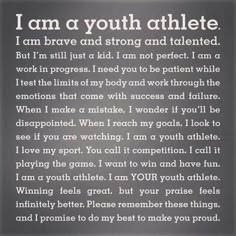 a poem written in white on a black background with the words i am a youth athlete