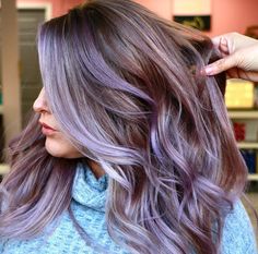 Lilac Hair Highlights Brown, Lavender Purple Hair, Color Lash Extensions, Purple Hair Streaks, Types Of Hair Color, Goddess Hair, Vivid Hair