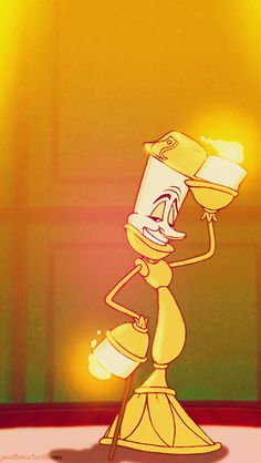 a cartoon character holding a light bulb in his hand and wearing a hat on top of it