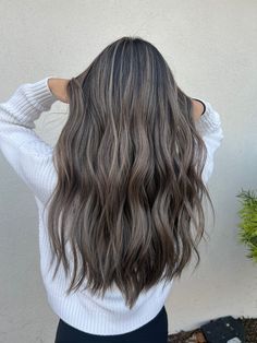 Darker Ash Brown Hair, Medium Brown With Ash Highlights, Low Lights With Black Hair, Brown Hair With All Over Highlights, Ashy Blonde Balayage Hair, Mocha Ash Brown Balayage, Black Hair With Beige Highlights, Dark Brown Hair With Smoky Highlights, Winter Ombre Hair Color For Brunettes