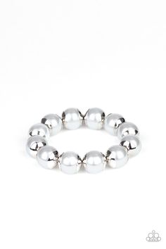 Capped in silver fittings, oversized silver pearls are threaded along a stretchy band around the wrist for a refined look.

Sold as one individual bracelet. One Woman Show, Silver Pearl Bracelet, Silver Caps, Purple Pearl, Paparazzi Accessories, Stretchy Bracelets, Fabulous Jewelry, Paparazzi Jewelry, Silver Accents