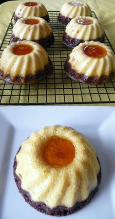 there are four desserts on the cooling rack