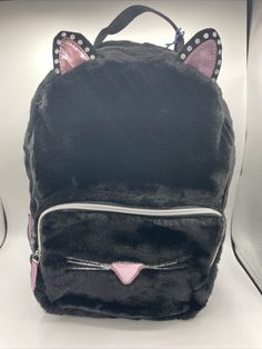 Girls Faux Fur Cat Backpack - More Than Magic Black Cat - Black Plush Backpack. Neon Cat, Cat Backpack, Plush Backpack, Cat Black, School Supplies, Fashion Backpack, Black Cat, Faux Fur, Neon