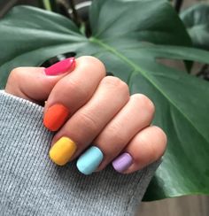 Toe Colors, Skittle Mani, Multicolored Nails, Pretty Nail Colors, Nails Polish, Colorful Nail Designs, Rainbow Nails, Birthday Nails