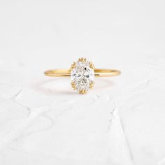 Threaded Ring, Oval Cut Diamond | Melanie Casey Fine Jewelry Dainty Gold Band, Alt Wedding, Melanie Casey, Engagement Ring Oval, Unique Rings Vintage, Ring Rosegold, Oval Cut Engagement Ring, Basket Setting, Handmade Engagement Rings