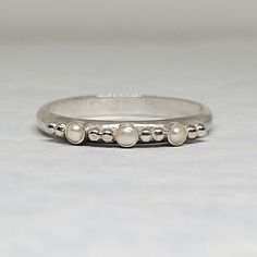 Pearl Ring Band in Sterling Silver Natural Stone Engagement Ring Silver, Silver Band Wedding Ring, Pearl Wedding Ring Silver, Vintage Pearl Engagement Ring, Silver Pearl Wedding Ring, Pearl Engagement Ring Silver, Silver Simple Engagement Rings, Funky Engagement Rings Silver, Simple Wedding Rings Silver