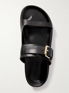 A.EMERY Prince buckled leather sandals | NET-A-PORTER Summer Open Toe Slides With Brass Buckle, Leather Slides With Brass Buckle For Summer, Leather Sandals With Brass Buckle And Single Toe Strap, Leather Open Toe Sandals With Brass Buckle, Leather Open Toe Footbed Sandals With Brass Buckle, Leather Open Toe Slides With Brass Buckle, Leather Sandals With Rectangular Buckle, Double Strap Leather Sandals With Brass Buckle, Leather Footbed Sandals With Rectangular Buckle