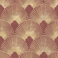 an art deco fan pattern in gold and red