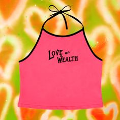 V CUTE 90's STYLE HOT PINK HALTER CROP TOP WITH A MORAL DILEMMA  Hot pink halter crop top with black trim 95% cotton 5% spandex Soft and stretchy Custom embroidered in the U.S.A. Moral Dilemma, Halter Crop Top, Black Trim, 90s Fashion, Halter Top, Hot Pink, Crop Top, Trim, Crop Tops